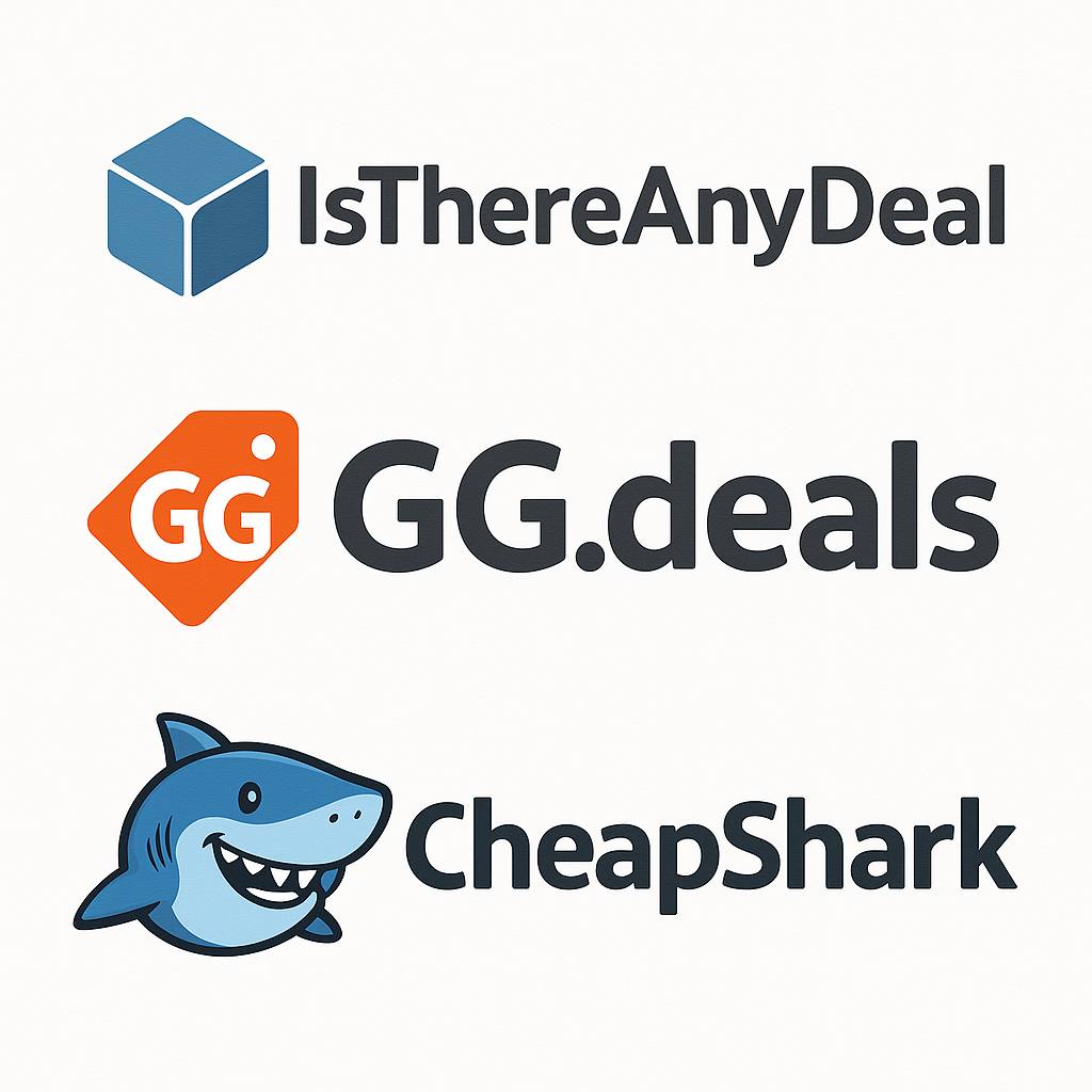 Логотипы агрегаторов IsThereAnyDeal, GG.deals, CheapShark